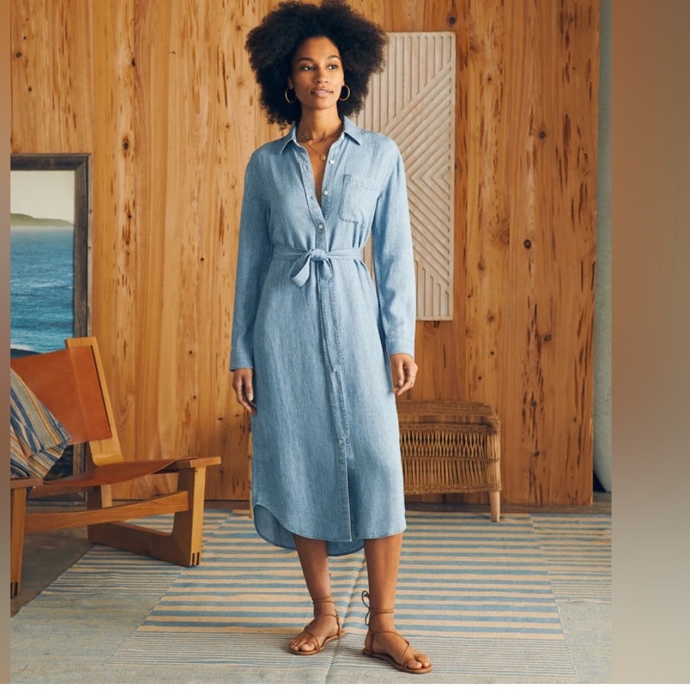 Faherty Tried & True Chambray Midi Shirtdress Women’s Medium